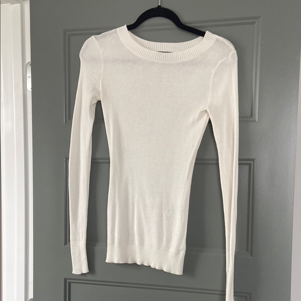 Boat Neck Long-sleeve White Express T-Shirt